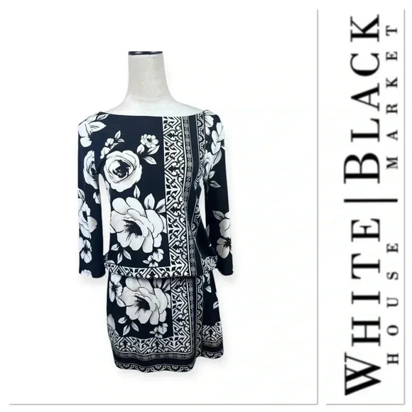 White House Black Market floral and scroll print dress size small - Picture 1 of 10